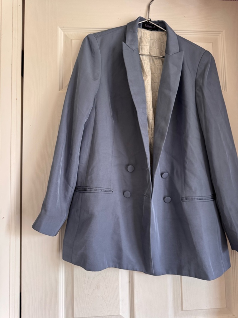 Express Light Blue Double-Breasted Blazer Jacket